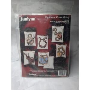 Vintage Janlynn Christmas Cross Stitch Kit Musical Antique Ornaments 50-392